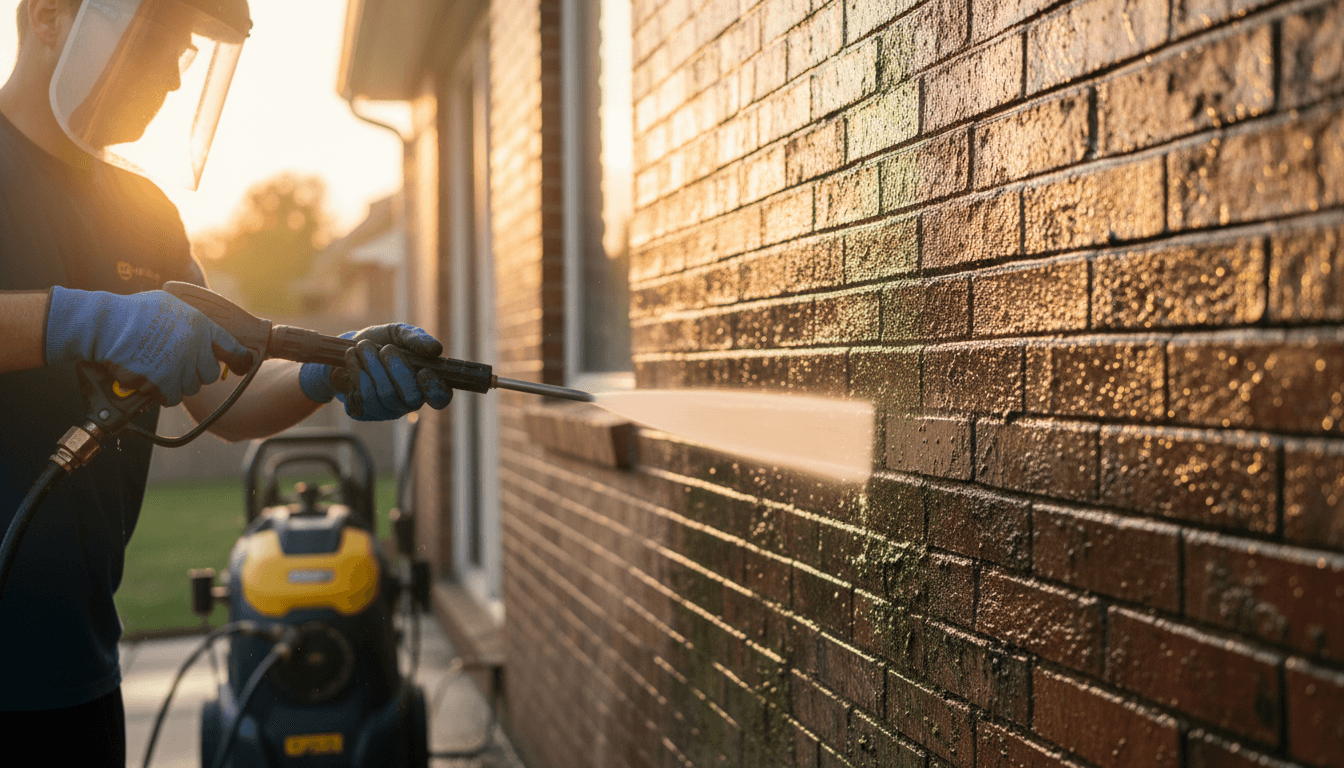 Commercial pressure washing job